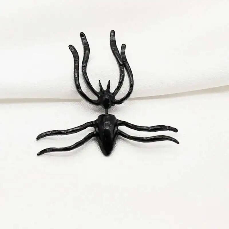 1 ペアパンクストリートクールな人格代替ブラックスパイダーイ - Street Fashion Earrings のレビューと価格