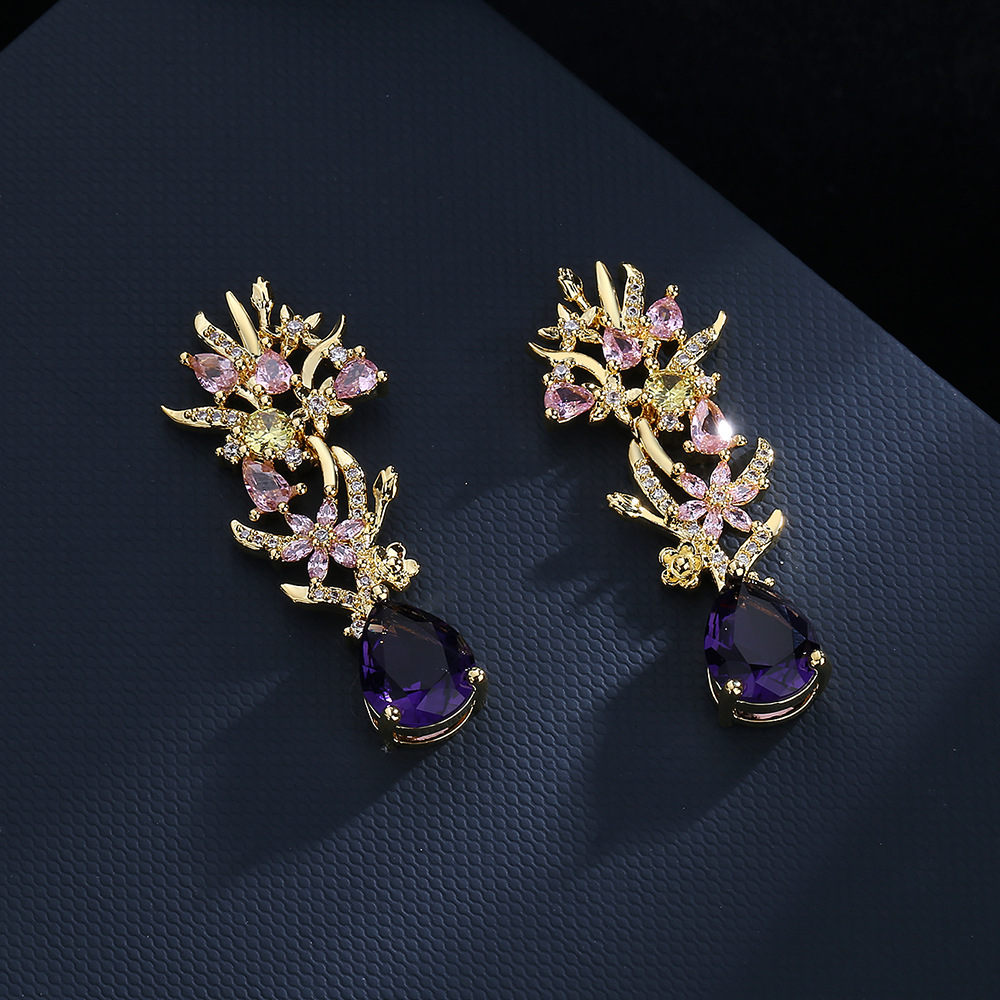 女性のためのモダンな雰囲気のイヤリング,カラフルな花,透かし - Street Fashion Earrings のレビューと価格