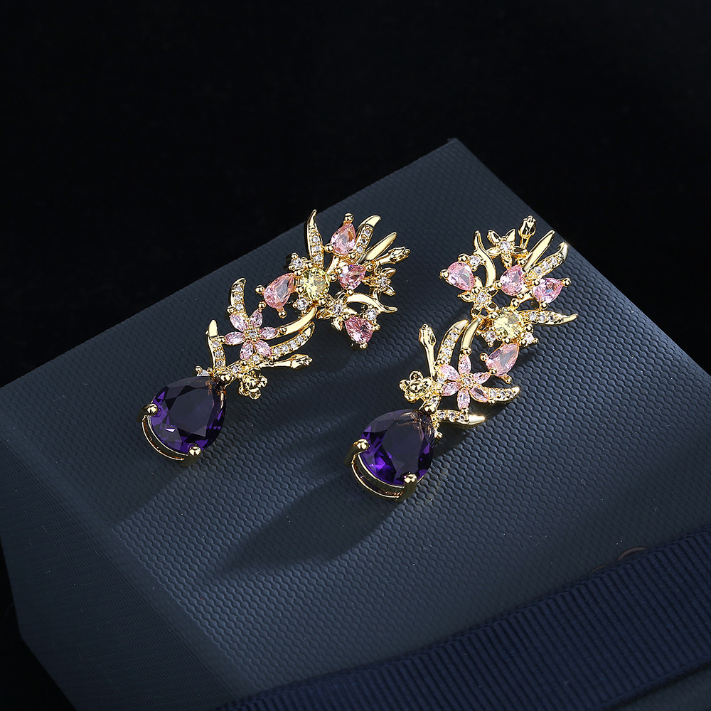 女性のためのモダンな雰囲気のイヤリング,カラフルな花,透かし - Street Fashion Earrings のレビューと価格