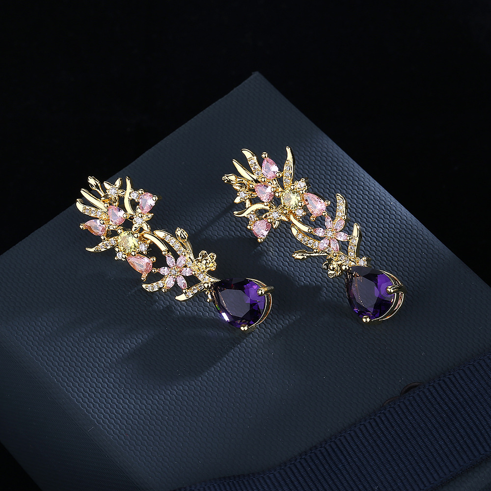 女性のためのモダンな雰囲気のイヤリング,カラフルな花,透かし - Street Fashion Earrings のレビューと価格