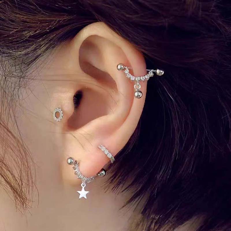 セクシーでトレンディなジルコンスターピアススタッドイヤリング - Street Fashion Earrings のレビューと価格