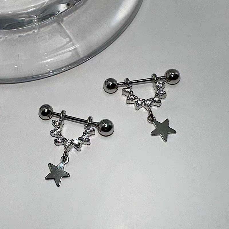 セクシーでトレンディなジルコンスターピアススタッドイヤリング - Street Fashion Earrings のレビューと価格