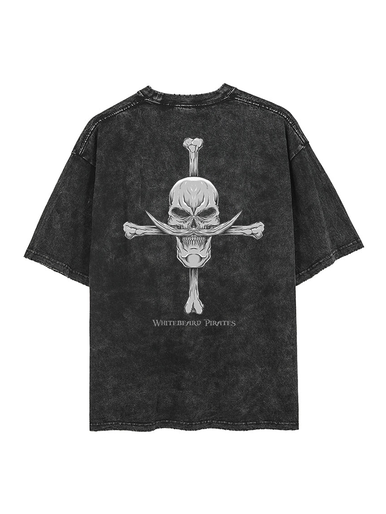 ワンピースヴィンテージ白ひげ海賊団グラフィック両面 Tシャツ - Street Fashion In Japan のレビューと価格