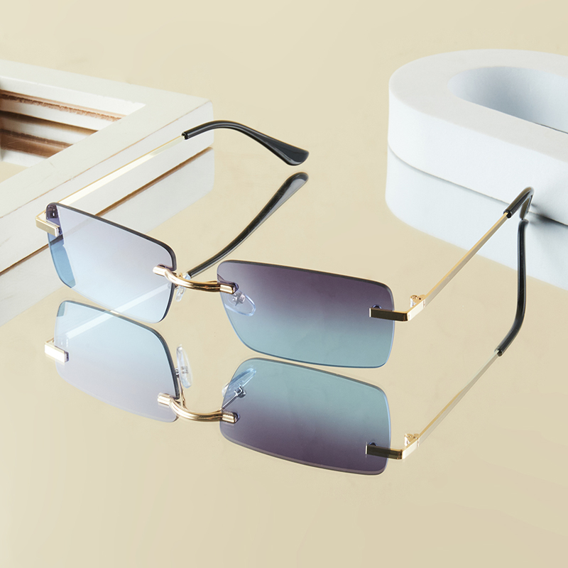 1 個メンズファッションメガネ新しいメタルフレームレスエレガ - Street Fashion Glasses のレビューと価格