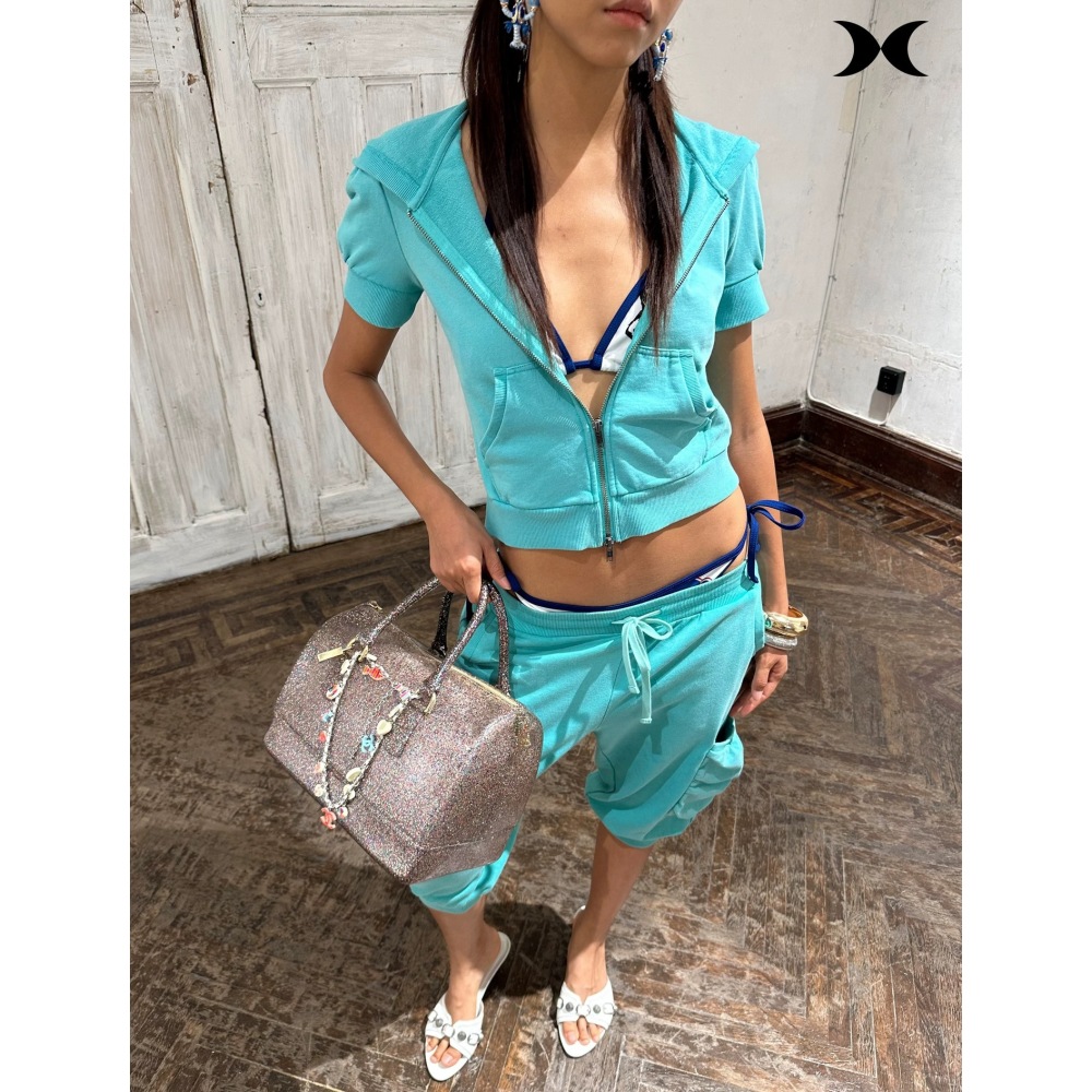 アメリカンストリートスパイスガールスタイル半袖フード付きジッ - Street Fashion Women のレビューと価格