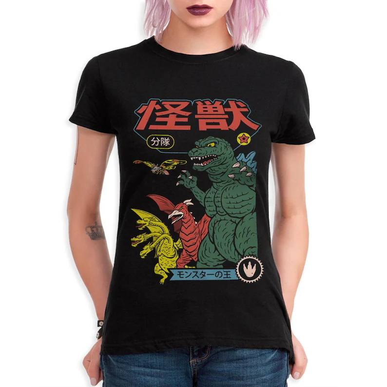 ゴジラ ゴジラ 日本の怪獣映画グラフィック Tシャツ アニメ - Street Fashion In Japan のレビューと価格