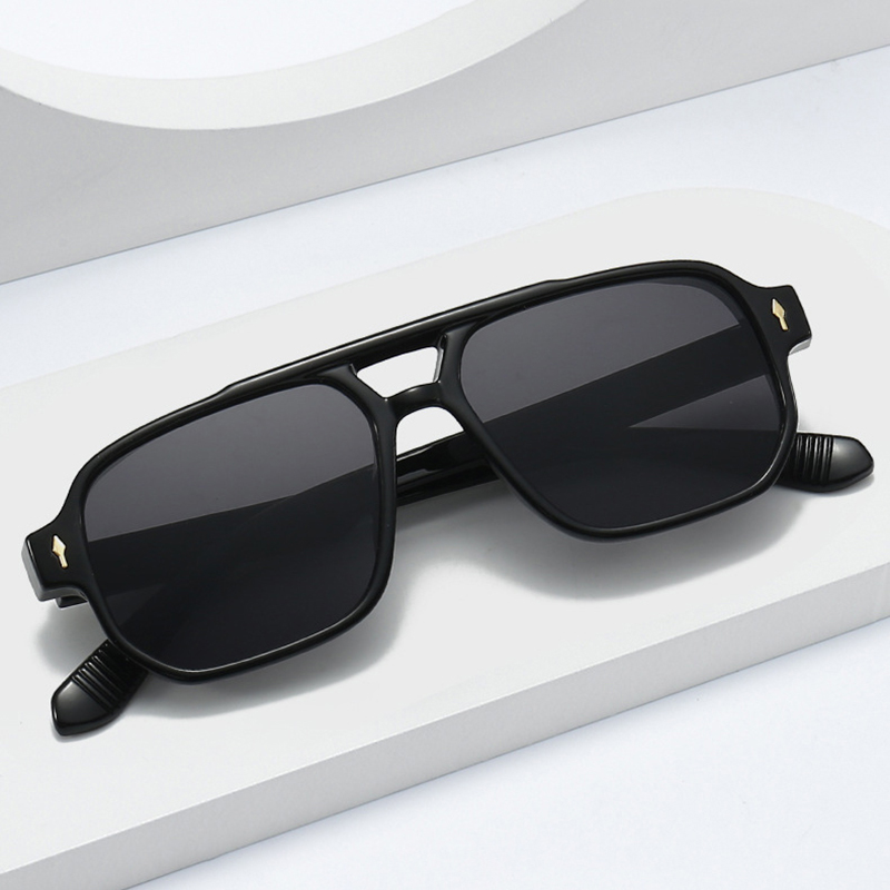 ヴィンテージダブルブリッジメンズスクエアサングラスファッショ - Street Fashion Glasses のレビューと価格