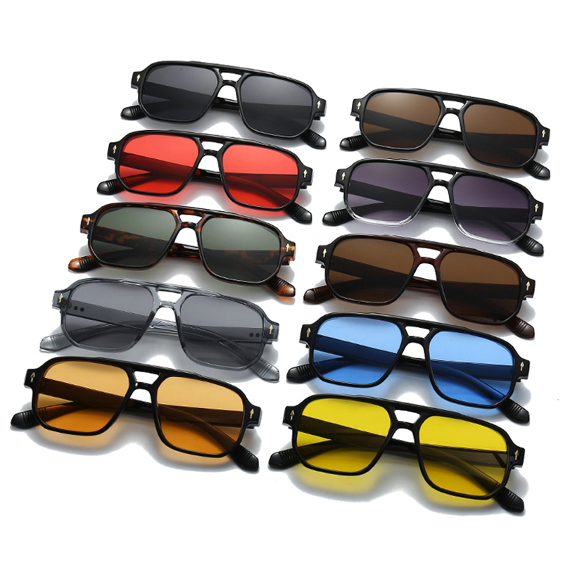 ヴィンテージダブルブリッジメンズスクエアサングラスファッショ - Street Fashion Glasses のレビューと価格
